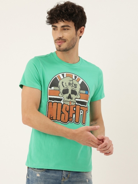 

QUANCIOUS Men Green Printed Round Neck Organic Cotton Sustainable T-shirt