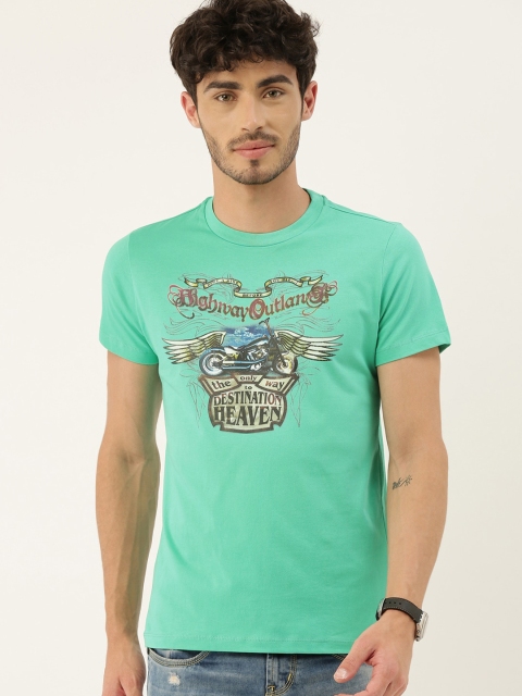 

QUANCIOUS Men Green Printed Round Neck Organic Cotton Sustainable T-shirt