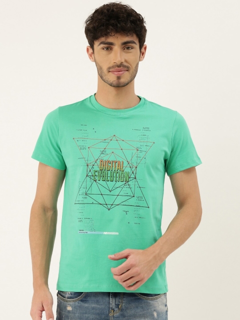 

QUANCIOUS Men Green Printed Round Neck Sustainable Organic Cotton T-shirt