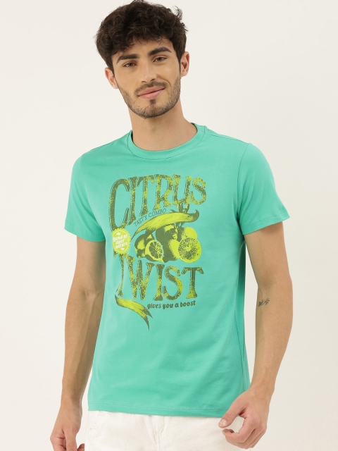 

QUANCIOUS Men Green Printed Round Neck Sustainable Organic Cotton T-shirt
