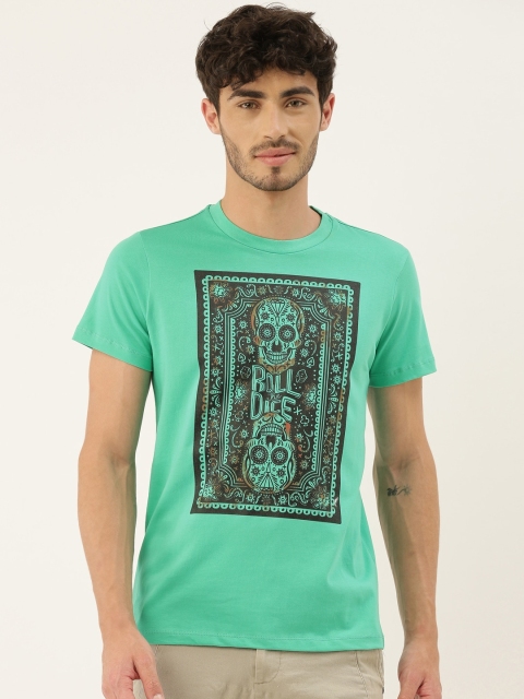 

QUANCIOUS Men Green Printed Round Neck Sustainable Organic Cotton T-shirt