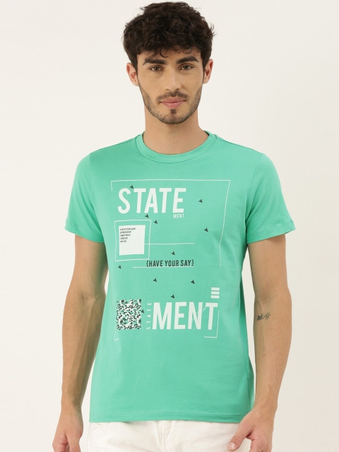 

QUANCIOUS Men Green Printed Round Neck Sustainable Organic Cotton T-shirt