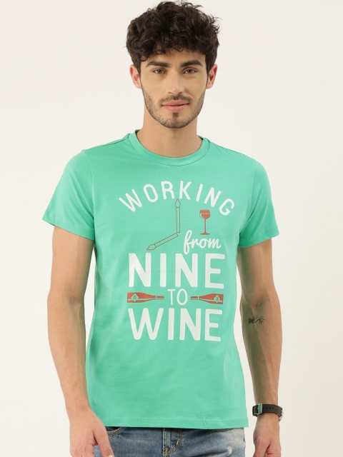 

QUANCIOUS Men Green Printed Round Neck Organic Cotton Sustainable T-shirt
