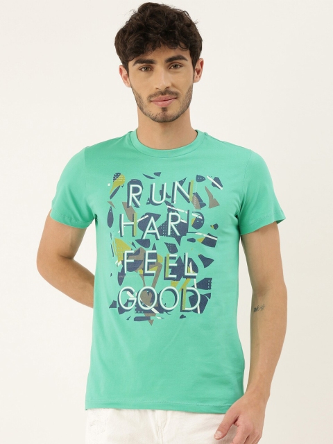 

QUANCIOUS Men Green Printed Round Neck Sustainable Organic Cotton T-shirt