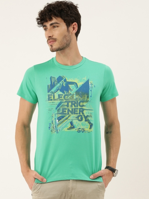 

QUANCIOUS Men Green Printed Round Neck Sustainable Organic Cotton T-shirt