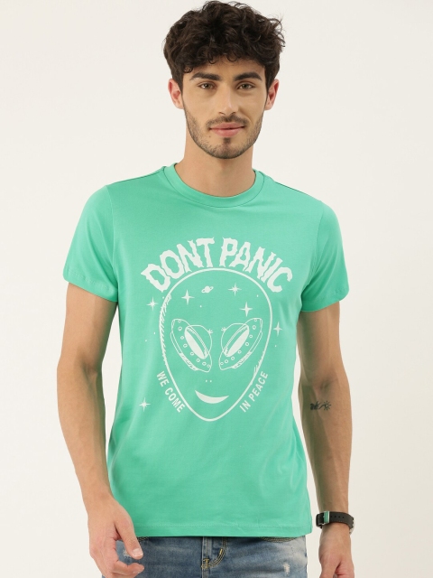 

QUANCIOUS Men Green Printed Round Neck Sustainable Organic Cotton T-shirt