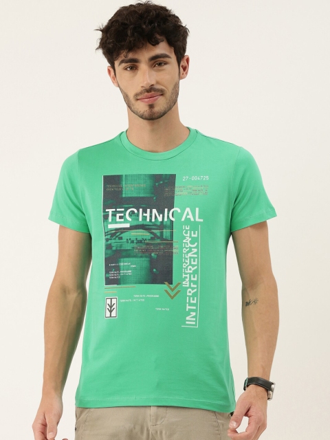 

QUANCIOUS Men Green Printed Round Neck Sustainable Organic Cotton T-shirt