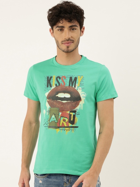 

QUANCIOUS Men Green Printed Round Neck Sustainable Organic Cotton T-shirt