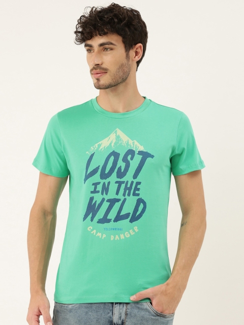 

QUANCIOUS Men Green Printed Round Neck Sustainable Organic Cotton T-shirt