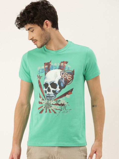 

QUANCIOUS Men Green Printed Round Neck Sustainable Organic Cotton T-shirt