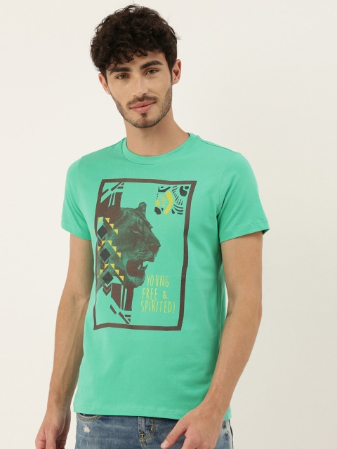 

QUANCIOUS Men Green Printed Round Neck Sustainable Organic Cotton T-shirt
