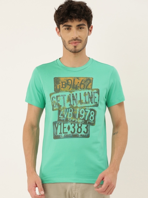 

QUANCIOUS Men Green Printed Round Neck Sustainable Organic Cotton T-shirt
