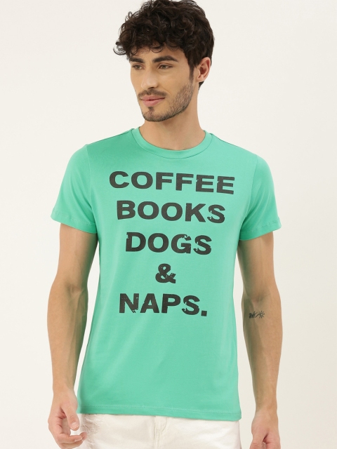 

QUANCIOUS Men Green Printed Round Neck Sustainable T-shirt