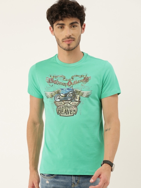 

QUANCIOUS Men Green Printed Round Neck Sustainable Organic Cotton T-shirt