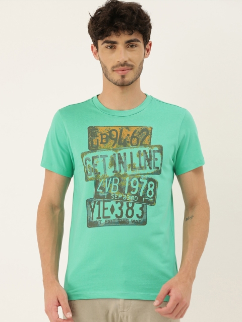 

QUANCIOUS Men Green Printed Round Neck Sustainable Organic Cotton T-shirt