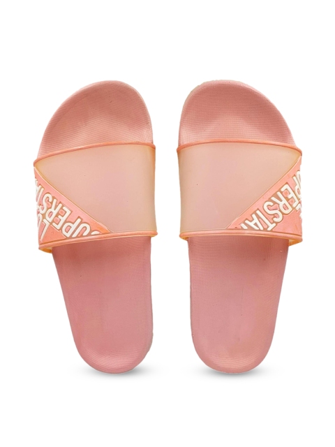 

Pampy Angel Women Transparent & Pink Printed Water Resistant Sliders