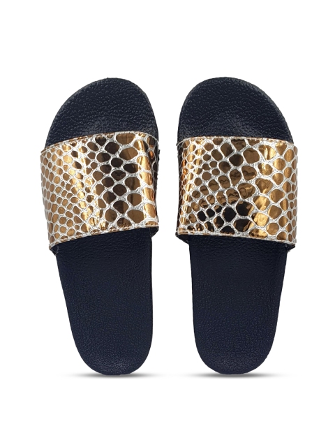 

Pampy Angel Women Gold-Toned & White Textured Water Resistant Sliders