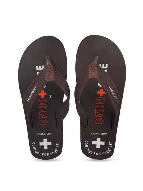 

Pampy Angel Men Brown & Orange Printed Ortho Plus Care Thong Flip-Flops