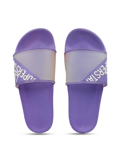 

Pampy Angel Women Transparent & Purple Printed Water Resistant Sliders