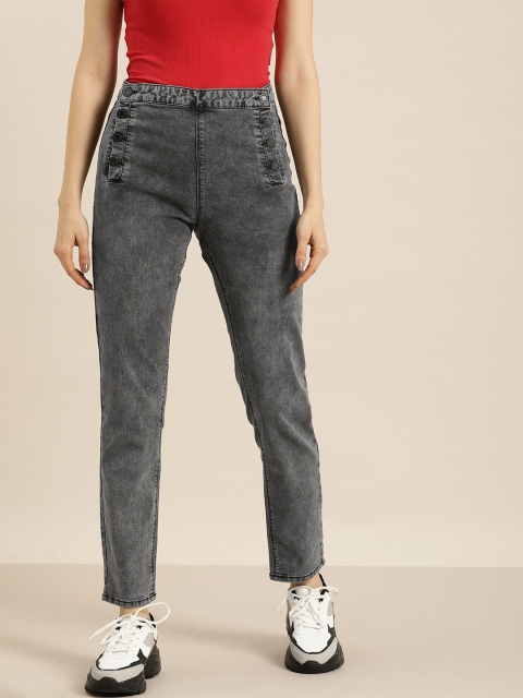 

Moda Rapido Women Grey Slim Fit High-Rise Light Fade Stretchable Jeans