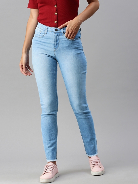 

HERE&NOW Women Blue Skinny Fit High-Rise Heavy Fade Stretchable Jeans