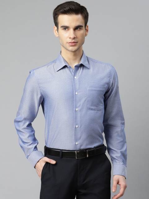 

Arrow Men Blue Pure Cotton Self-Design Formal Shirt