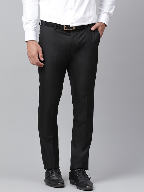 

Arrow Men Black Self Checked Tailored Fit Formal Trousers