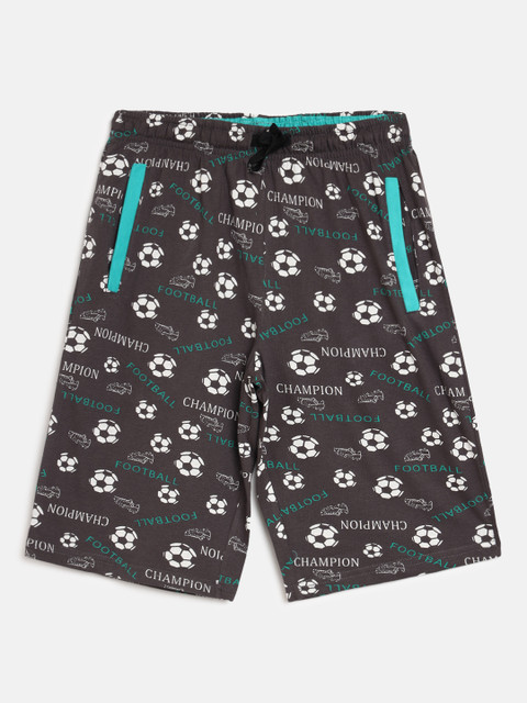 

Sweet Dreams Boys Charcoal Grey & White Football Print Cotton Lounge Shorts