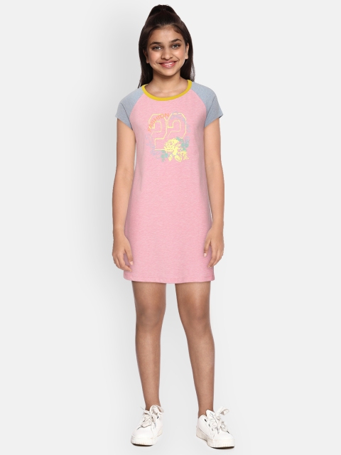 

Sweet Dreams Girls Pink Printed Pure Cotton Knee Length Nightdress