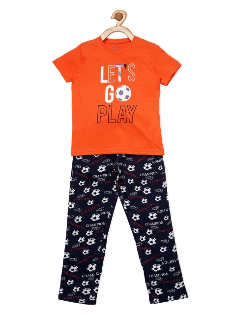 

Sweet Dreams Boys Orange & Black Football Print Night Suit