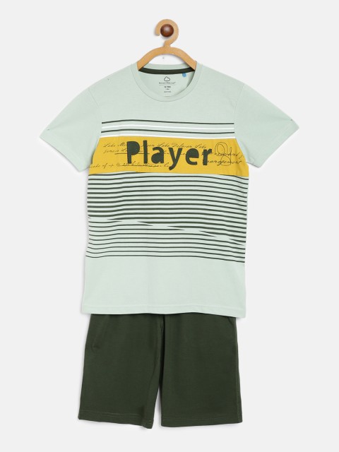 

Sweet Dreams Boys Mint Green & Yellow Striped Night suit