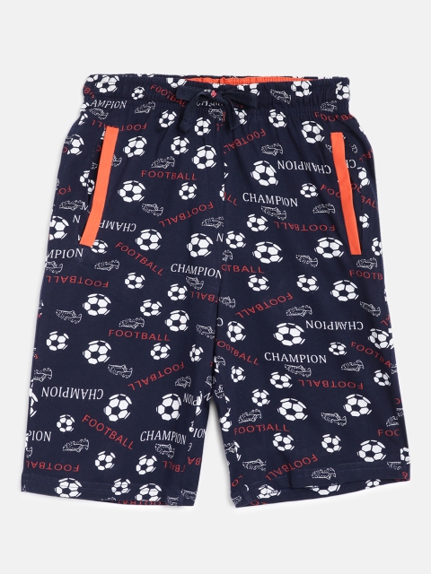 

Sweet Dreams Boys Navy Blue & White Cotton Printed Lounge Shorts