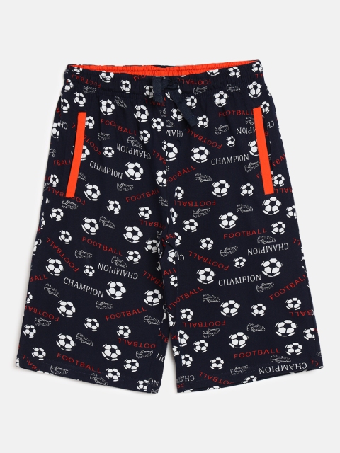 

Sweet Dreams Boys Navy Blue & White Football Print Cotton Lounge Shorts