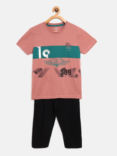 

Sweet Dreams Boys Pink & Black Printed Night suit