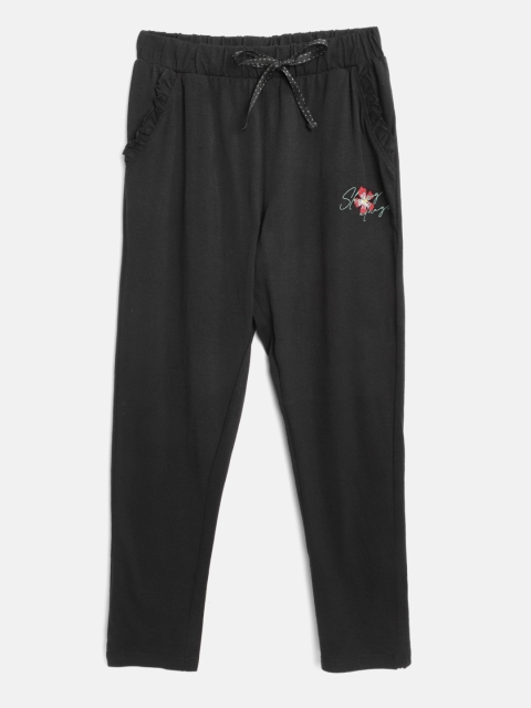 

Sweet Dreams Girls Black Cotton Solid Lounge Pants