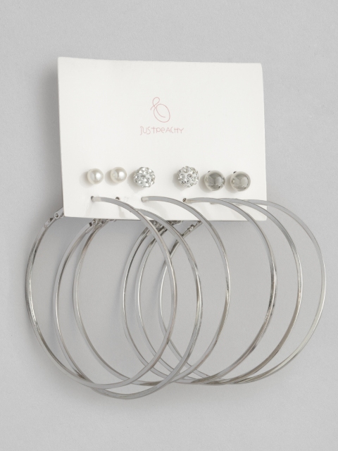 

justpeachy Set of 6 Silver-Plated Earrings