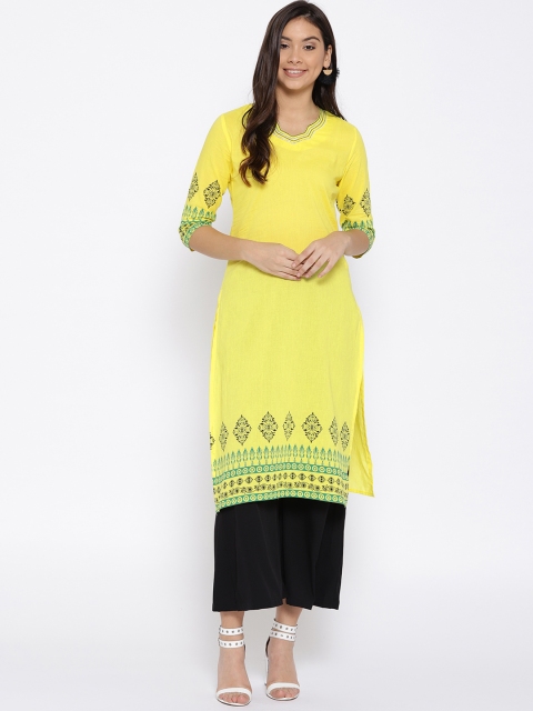 

Laabha Women Yellow Solid Kurta