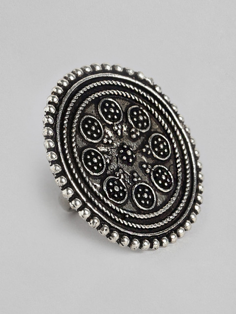 

justpeachy Oxidized Silver-Plated Adjustable Finger Ring