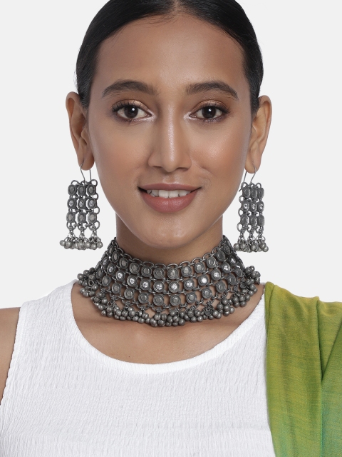 

justpeachy Women Oxidised Silver-Plated Jewellery Set