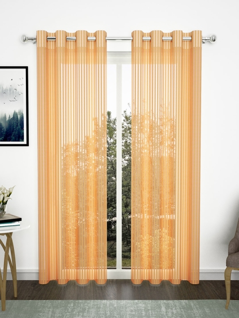 

Bedspun Orange Set of 2 Sheer Door Curtains