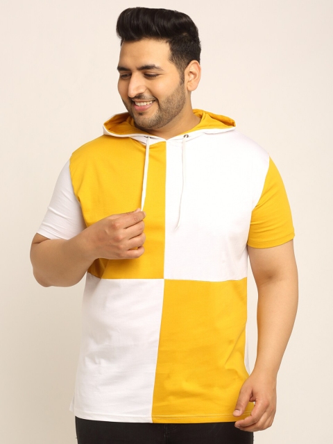 

Rodzen Men Yellow Colourblocked Hood T-shirt