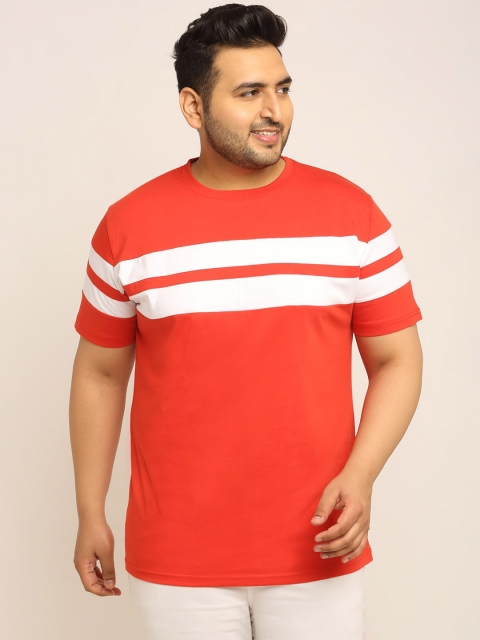 

Rodzen Men Red Striped Round Neck T-shirt