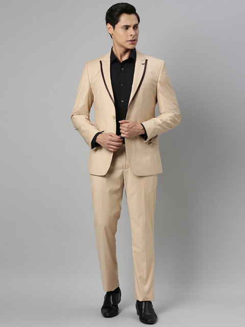 

Raymond Men Beige Solid Slim Fit Single- Breasted Suit