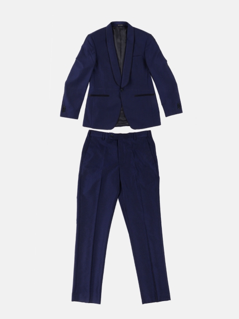 

Raymond Men Blue Self-designed Slim Fit Single-Breasted Formal Suit
