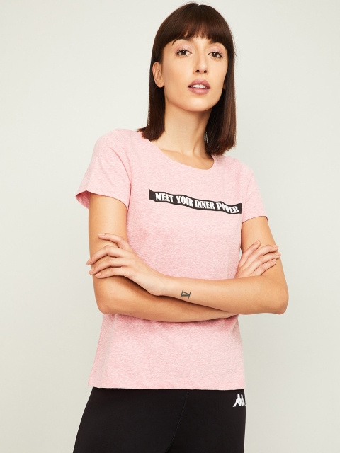 

Kappa Women Pink Printed Detail Cotton Round Neck T-shirt