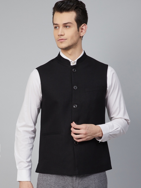 

Raymond Men Black Solid Nehru Jacket