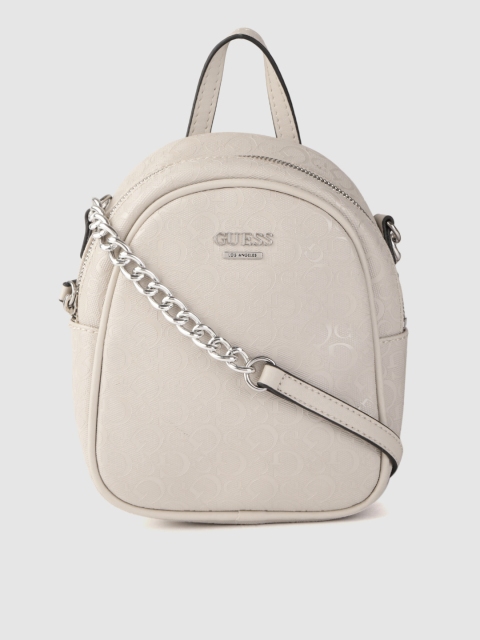 

GUESS Beige Brand Logo Textured Structured Sling Bag