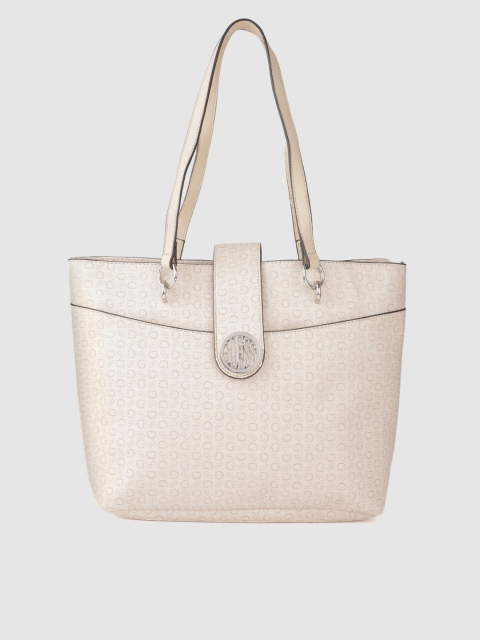 

GUESS Off-White Brand Logo Printed Shoulder Bag