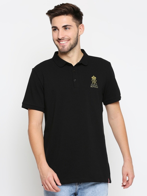 

GULLY Men Black Rajasthan Royals Shaded Polo T-shirt