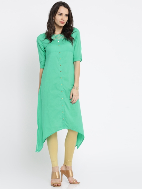 

Anouk Women Sea Green Yoke Design A-Line Kurta